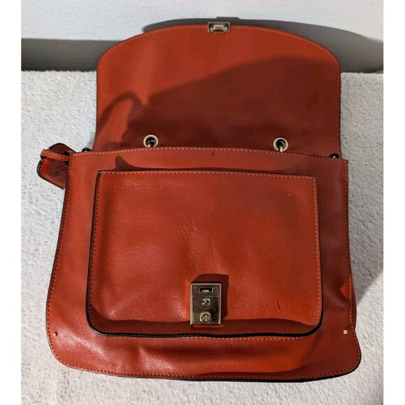 Tory Burch Priscilla Crossbody Hand Bag Frame Satchel Orange - Picture 4 of 16
